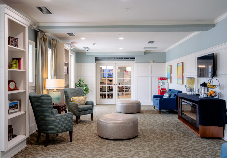 Inviting Lounge Area with Armchairs at Assisted Living Facility Inviting Lounge Area with Armchairs at Assisted Living Facility