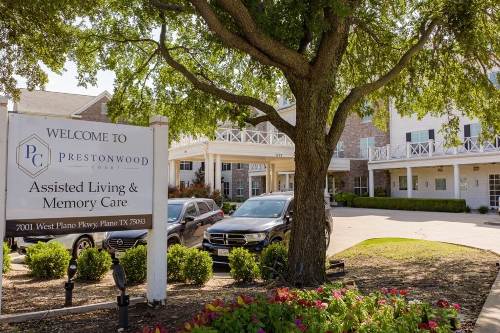 Welcome Signage near Front Entrance of Memory Care Facility
